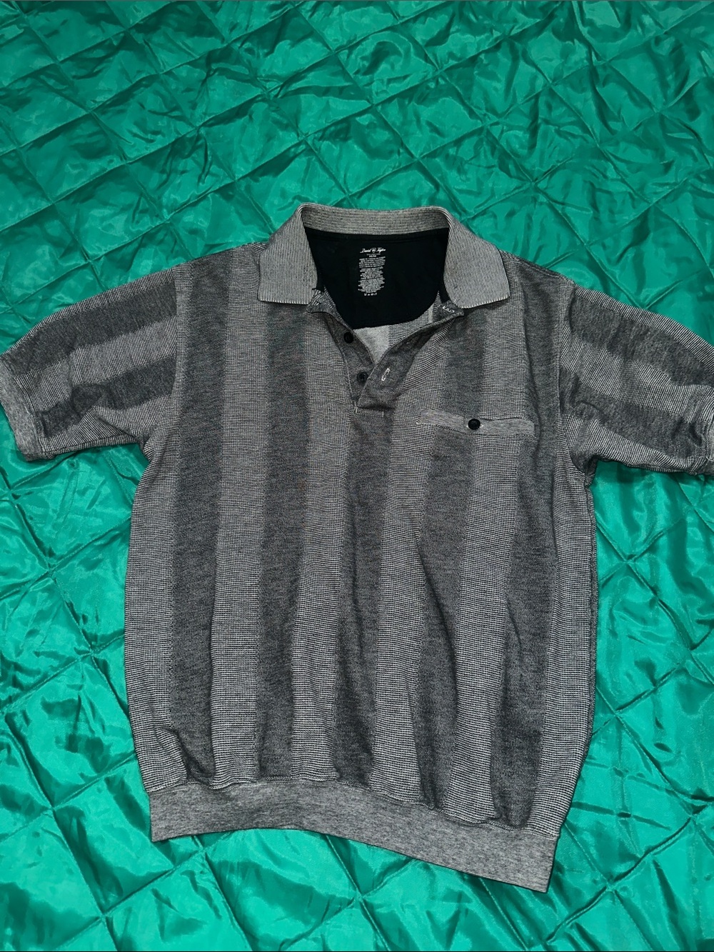David Taylor Gray Striped V-Neck Sweater
